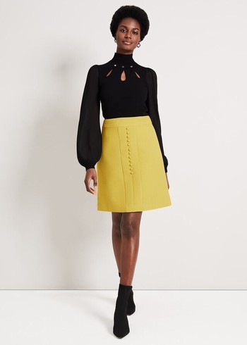 Phase Eight Skye Textured Skirts Mustard Canada | VUAJKY-412